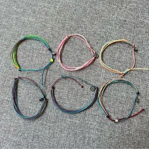 Pura Vida Bundle of 6 Wax Coated String Bracelets Adjustable Sizing Costa Rica